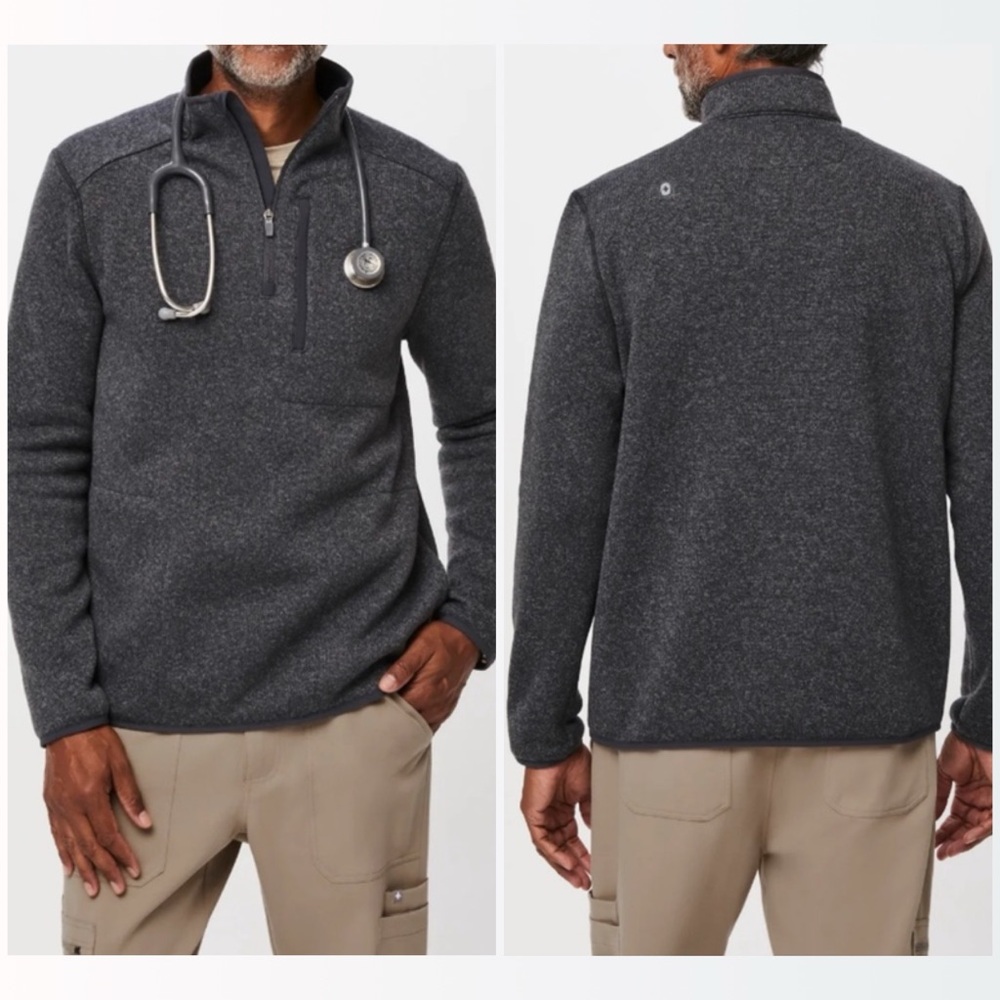 Figs Men's Charcoal Zip-Up Sweater